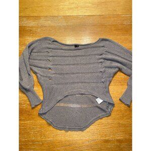 Material Girl Open Knit Gray Sweater Womens Small